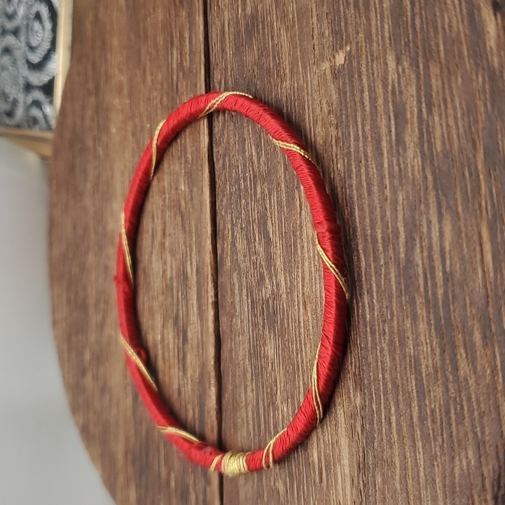 B2040 royal Arabian red spool gold laced‎ spool bracelet